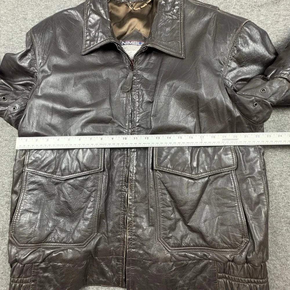 VTG. Nimbus Gant Leather Jacket Men 42 Brown Bomber Flight‎ Heritage Retro RARE